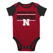 Nebraska Newborn Home Field Creeper, Bib, Bootie Set